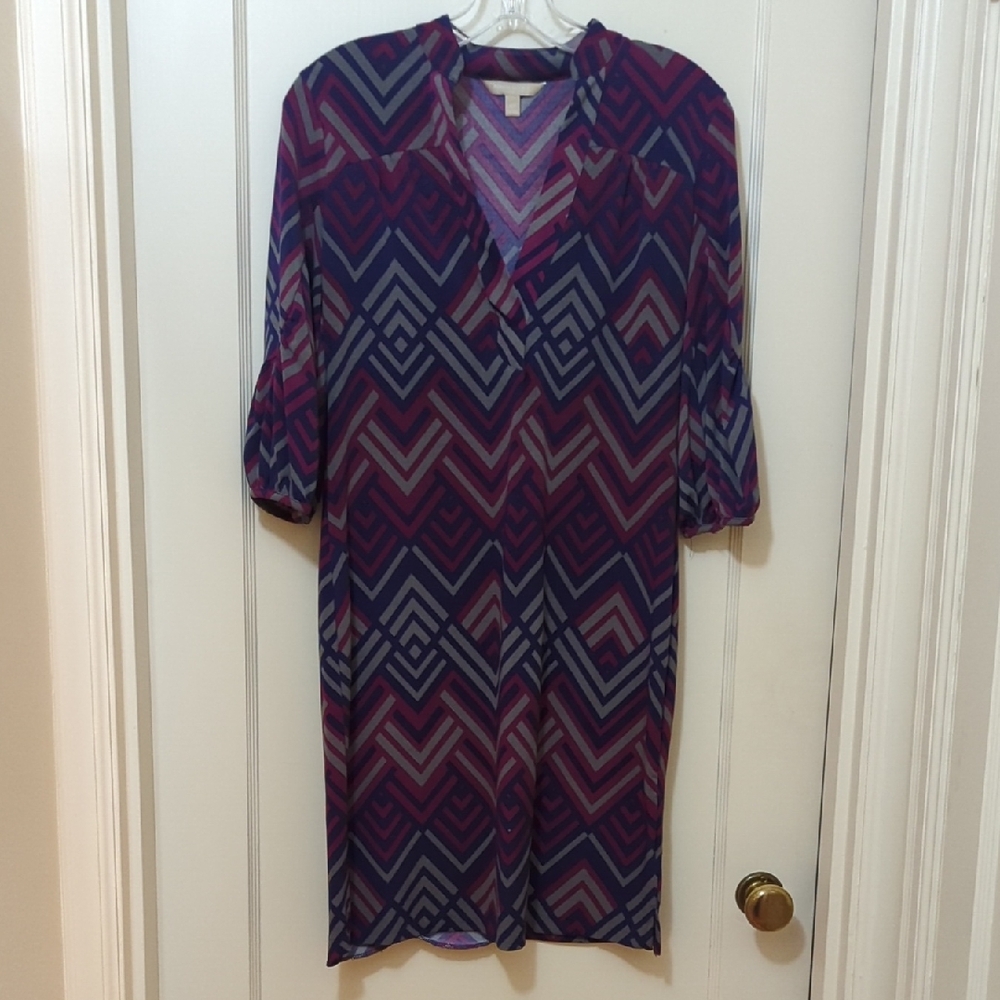 Banana Republic Long Sleeve Dress - Purple and Blue